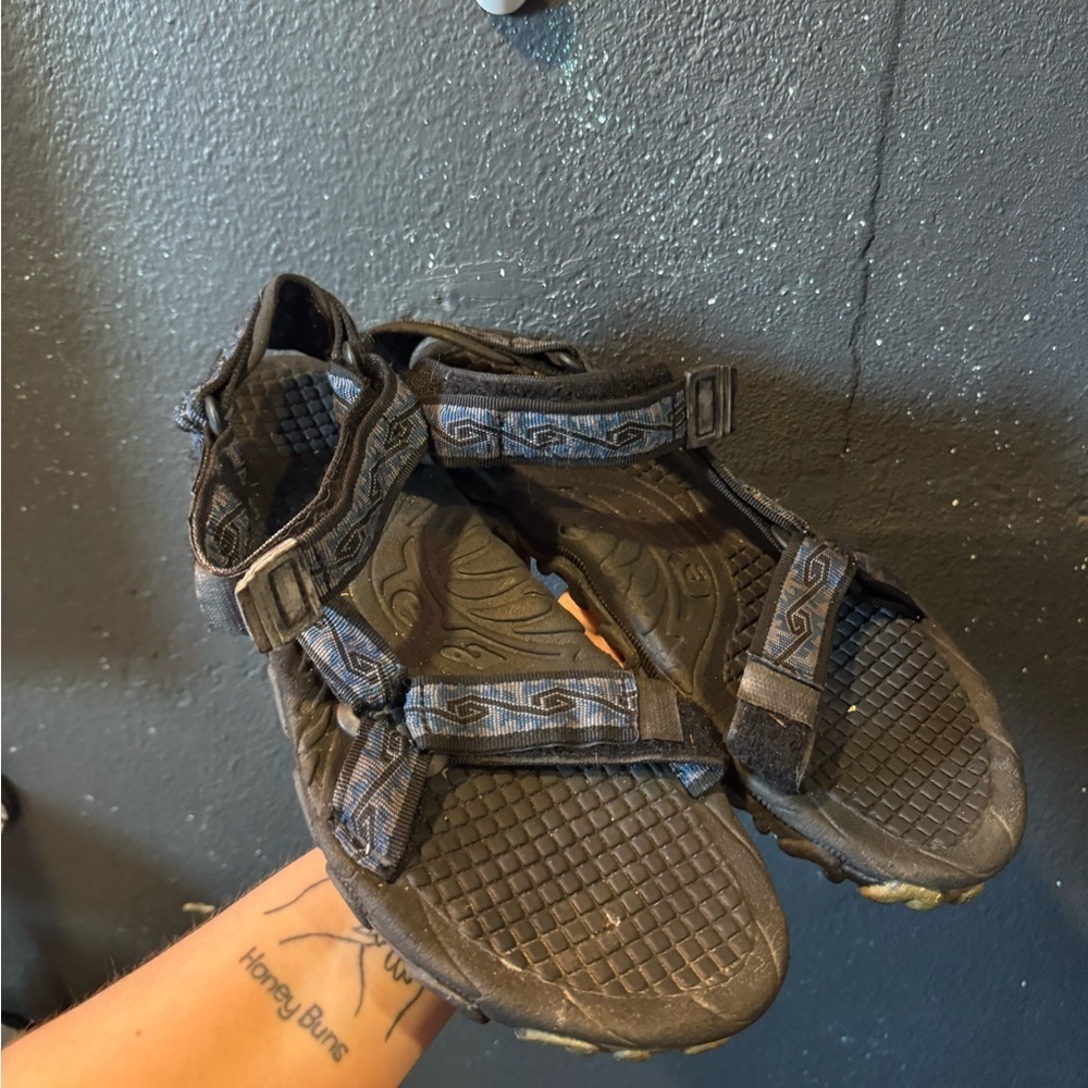 Teva Black Outdoor Sandals with Adjustable Straps and Textured Sole Size 12